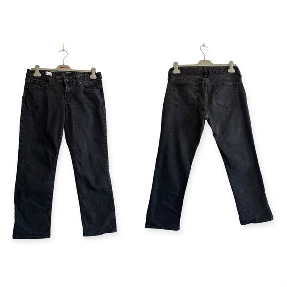 Gap Real Straight Black Petite Jeans 32R Mid-Rise Stretch Denim Classic Fit Wome - Picture 13 of 13